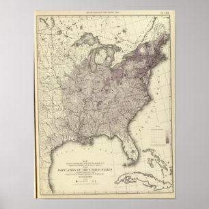 Poster Population 1850 des USA