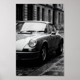 Poster Porsche 911 Classique rue pluvieuse