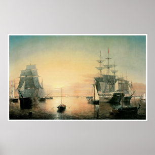 Poster Port de Boston, 1850-55