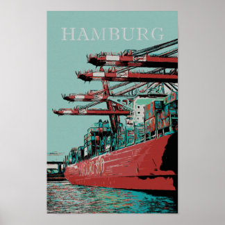 Poster Port de Hambourg - Port Pittoresque allemand