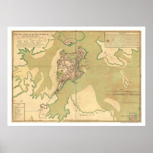 Poster Port de la carte 1764 de Boston le Massachusetts