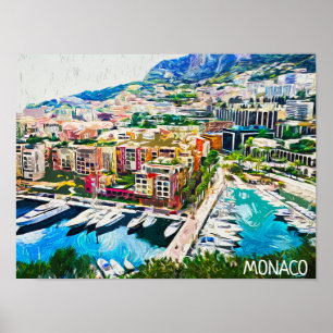Poster Port de plaisance Monaco Paint Paint Marina Yacht