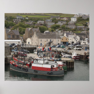 Poster port de Stromness sur le front de mer de l'Atlanti