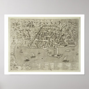 Poster Port et ville d'Alger, c.1572 (gravure)