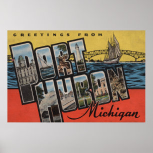 Poster Port Huron, Michigan - grandes scènes de lettre