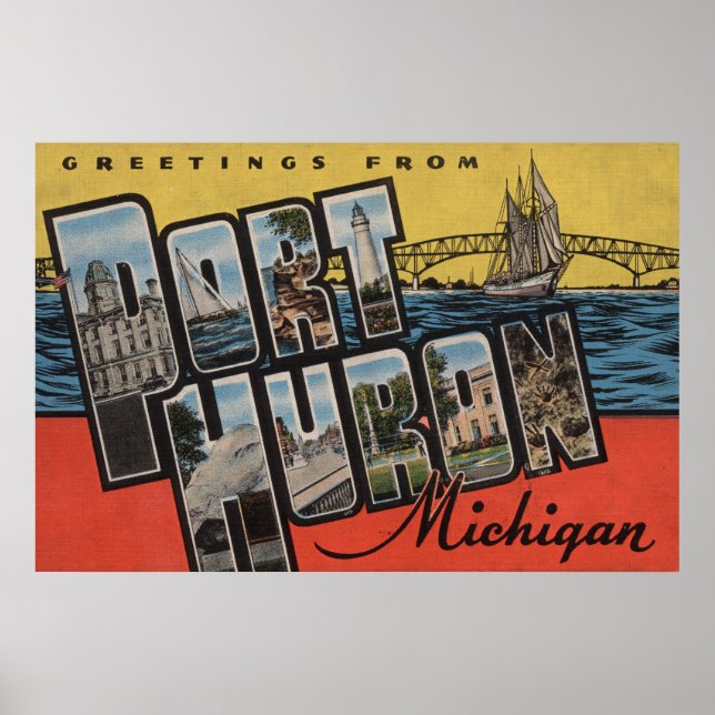 Poster Port Huron, Michigan - Scènes de grandes lettres (Devant)