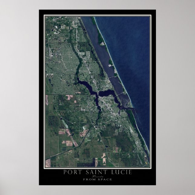 Poster Port Saint Lucie Floride Carte de l'affiche satell (Devant)