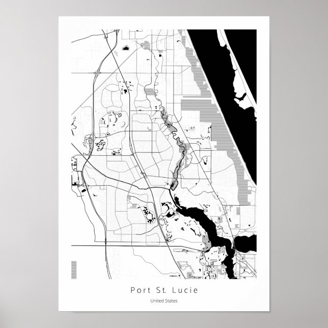 Poster Port St Saint Lucie Floride Moderne Simple Carte (Devant)