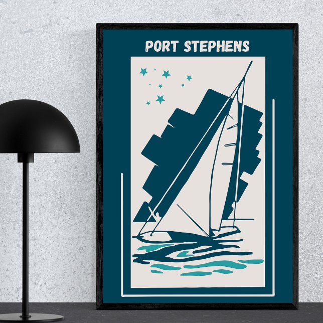 Poster Port Stephens en Australie - Voile Vintage (Créateur téléchargé)