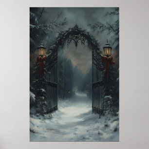 Poster Portail de Noël Art gothique d'hiver mural, Victor