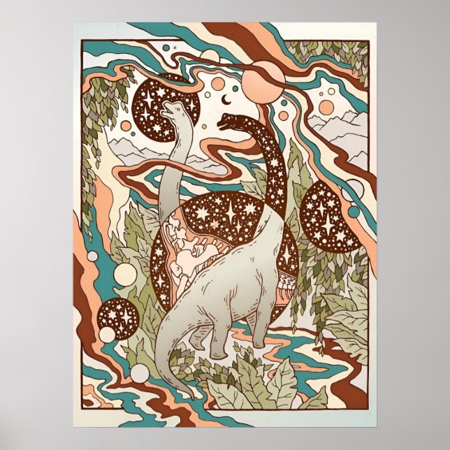 Poster Portail Jurassique | Palette Arc-en-ciel rétro | D (Devant)