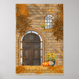 Poster Porte avant Vibes d'automne et feuilles de chute