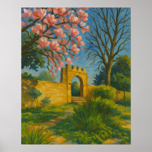 Poster Porte Blossom - Peinture Jardin Enchantée (Devant)