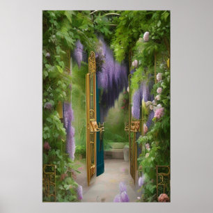 Poster Porte de jardin et Wisteria