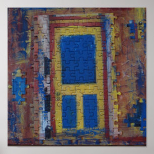 Poster Porte de puzzle de Mulit-Couleur sur la toile