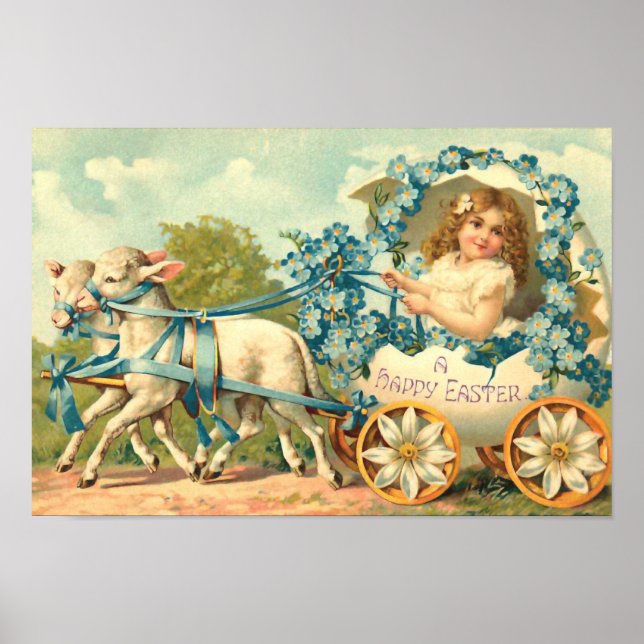 Poster Porte d'oeufs de Pâques Vintage floral (Devant)