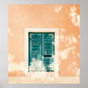 Poster Porte en bois vert fermé