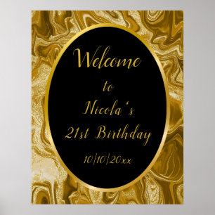 Poster Porte en marbre d'or 21e anniversaire