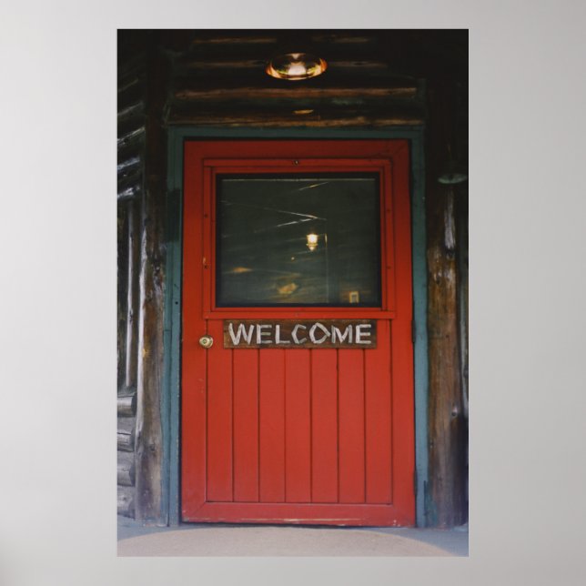 POSTER PORTE FERMÉE EN BOIS ROUGE (Devant)