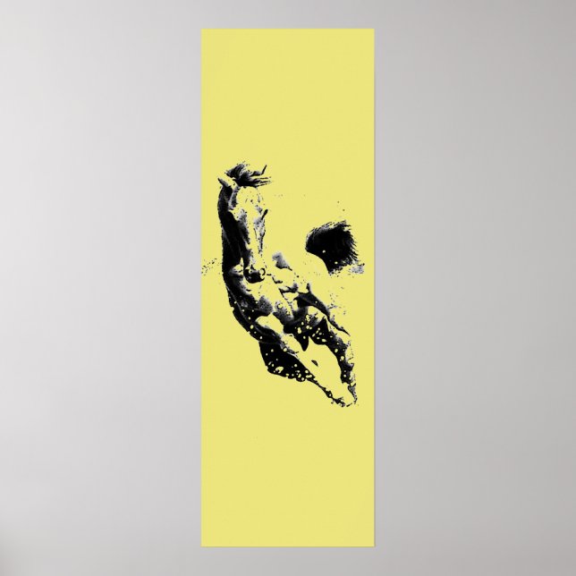 Poster Porte jaune d'or d'illustration courante de cheval (Devant)