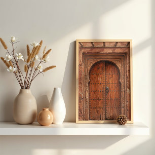 Poster Porte Marocaine en Terre Cuite de Village Berbère 