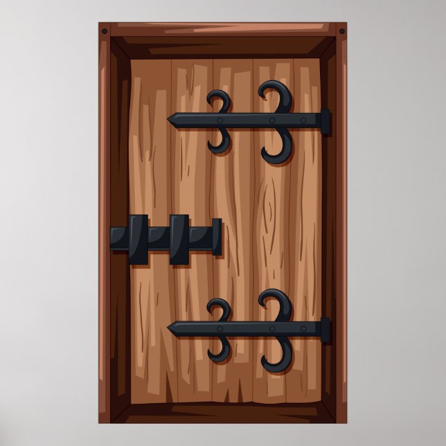 Poster Porte médiévale en bois (Devant)
