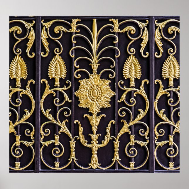 Poster Porte métallique, design motif complexe. (Devant)