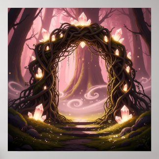 Poster Porte Mystique de la Lumière de la Forêt Enchantée