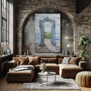 Poster Porte Ornée de Rêve vers un Paysage Mystique Pos