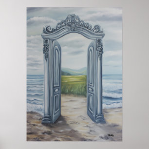 Poster Porte Ornée Onirique vers un Paysage Mystique Pos