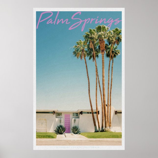 Poster Porte rose Retro Palm Springs (Devant)