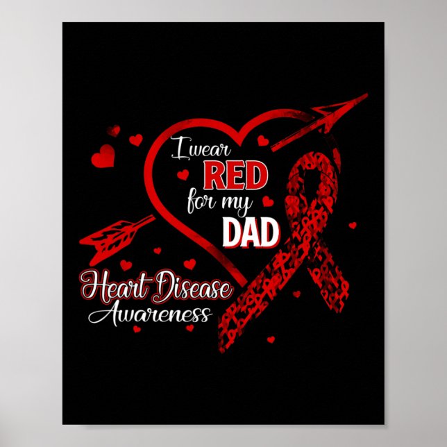 Poster Porter Rouge pour mon père Maladie cardiaque Rouge (Devant)