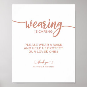 Poster Porter un masque Rose or Signer