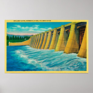 Poster Portes de déversoir sur le barrage de Bonneville