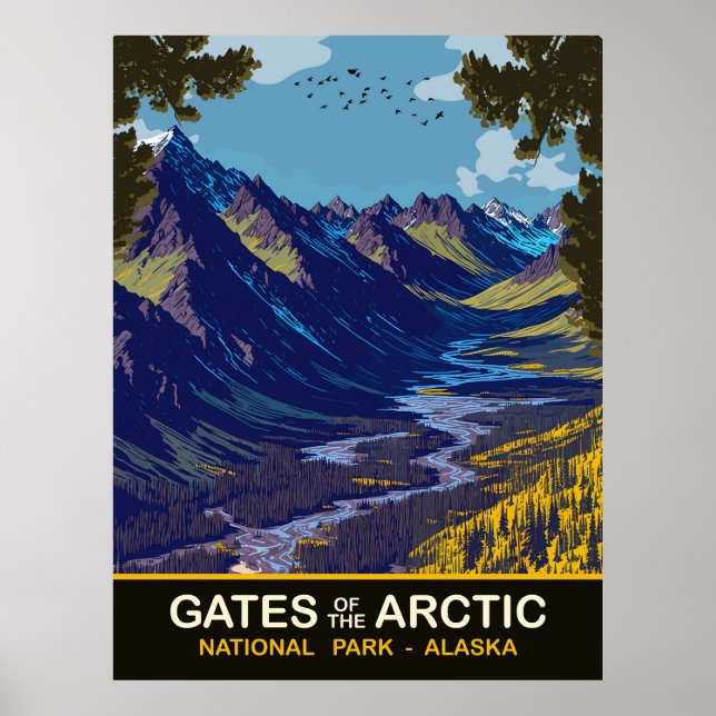 Poster Portes de l'Arctique, Alaska, Voyage (Devant)