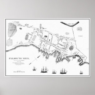 Poster Portland, Maine avant l'incendie du Mowat, 1775