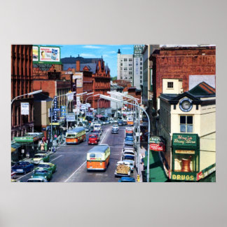 Poster Portland, Maine Congress Street vers 1960