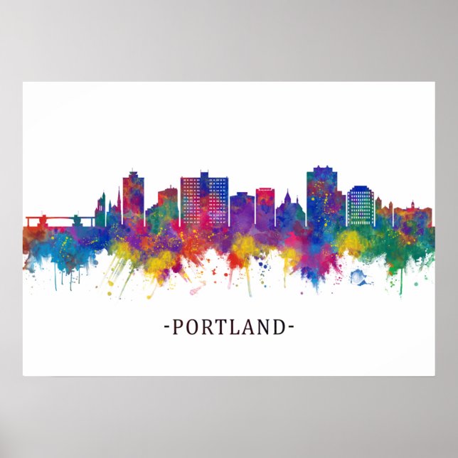 Poster Portland Maine Skyline (Devant)