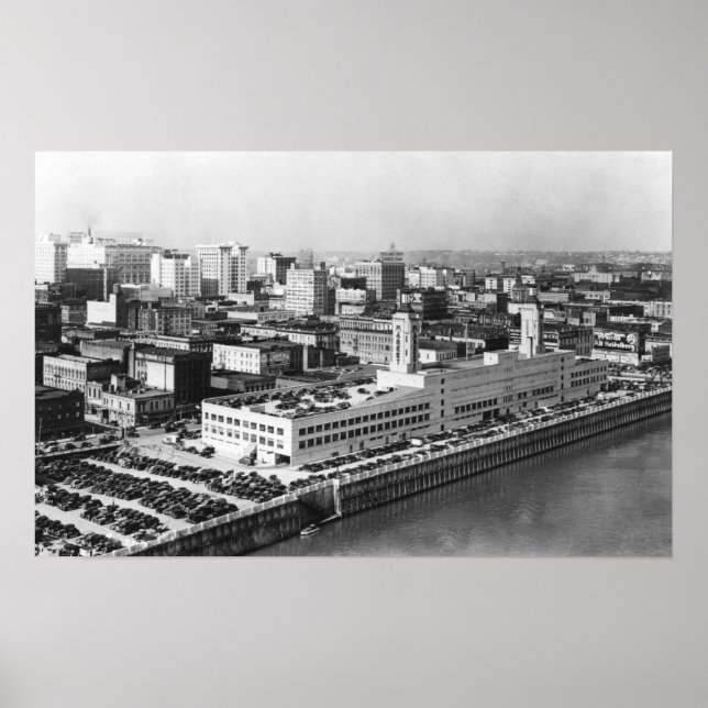 Poster Portland, OR Vue aérienne du pont Hawthorne (Devant)