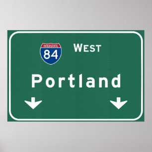 Poster Portland Oregon or Interstate Highway Freeway :