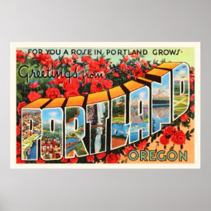 Poster Portland Oregon OU Vieux souvenir Vintage voyage