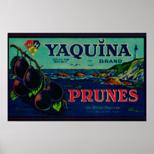 Poster Portland, OregonYaquina Prune Étiquette