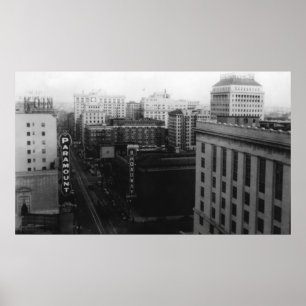 Poster Portland, OU Vue de Broadway depuis Main St.