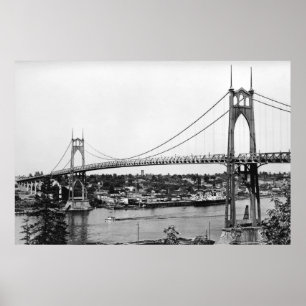 Poster Portland, OU vue de pont de St John plus de