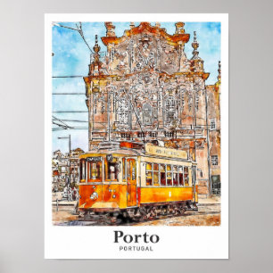 Poster Porto Portugal Art Voyage Aquarelle main tirée