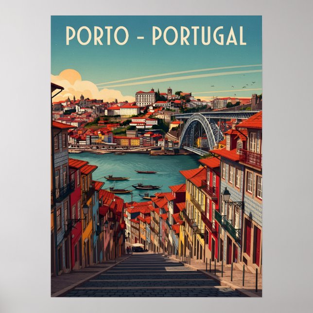 Poster Porto, Portugal - Ville & Rivière (Devant)