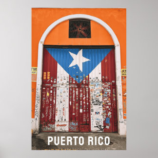 Poster Porto Rico Drapeau Vieux San Juan Voyage Photograp