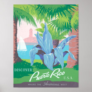 Poster Porto Rico photos Vintages non médiatisées vieille