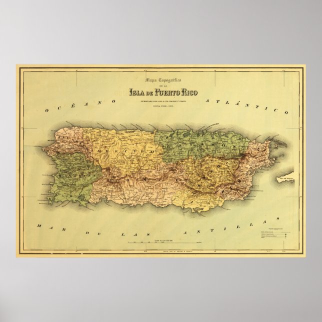 Poster Porto RicoCarte panoramiquePorto Rico (Devant)