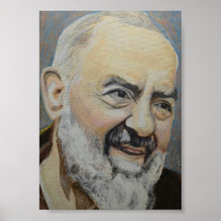 Poster Portrait à l'huile de St. Padre Pio de Pietrelcino